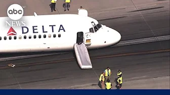 Delta plane lands at Charlotte airport without nose landing gear