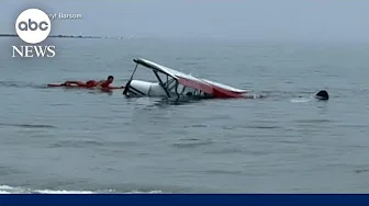 Small plane crash lands at busy New Hampshire beach | GMA