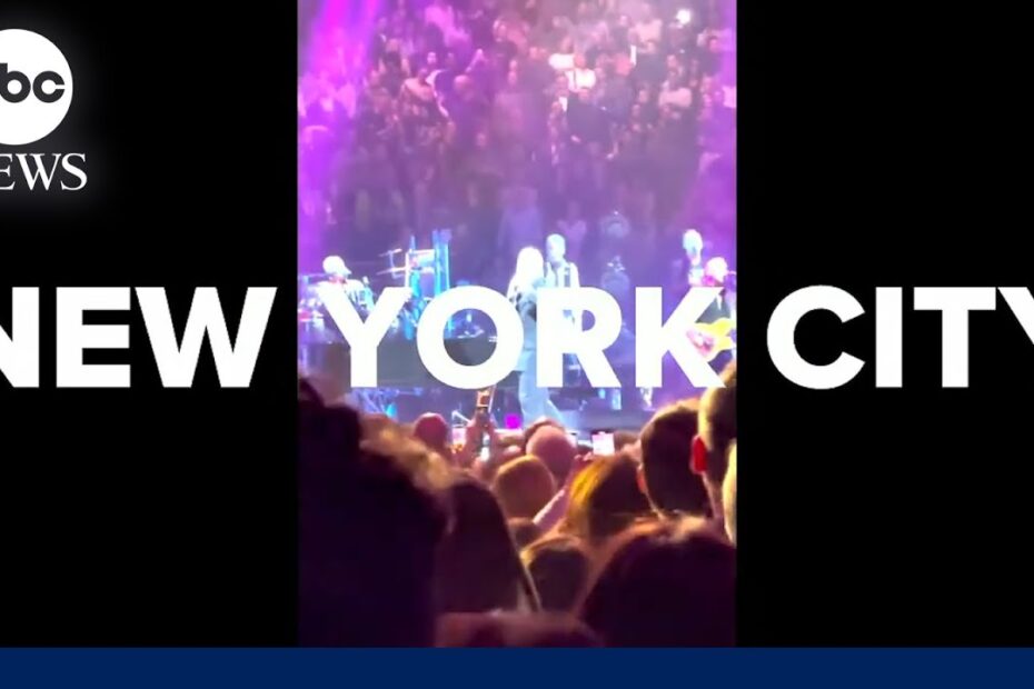 Billy Joel performs ‘Uptown Girl’ while Christie Brinkley is seen in audience