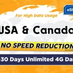 eSIM America & Canada 7-30Days Daily 500MB/1GB/2GB Unlimited 4G Data